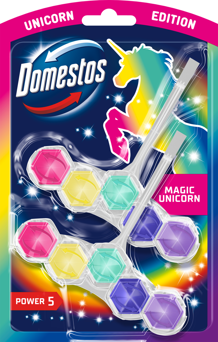 Kostki Toaletowe DOMESTOS Power 5 Magic Unicorn (Świeży zapach do 300 spłukań)