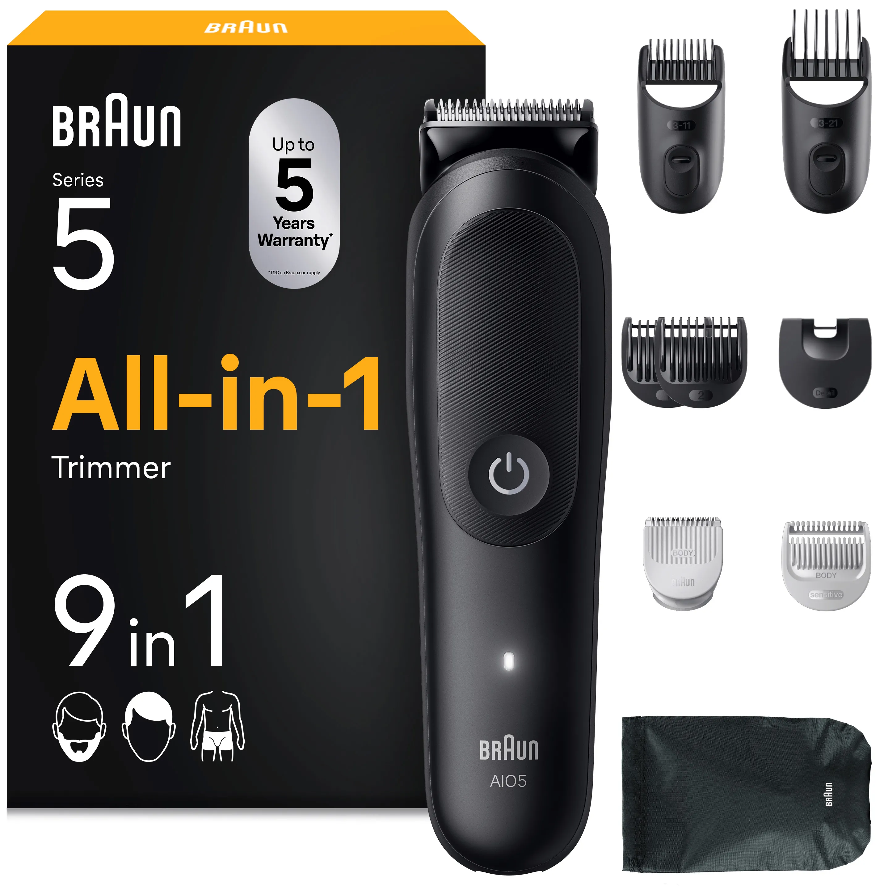 Trymer Braun AIO5540 7 nasadek 120min
