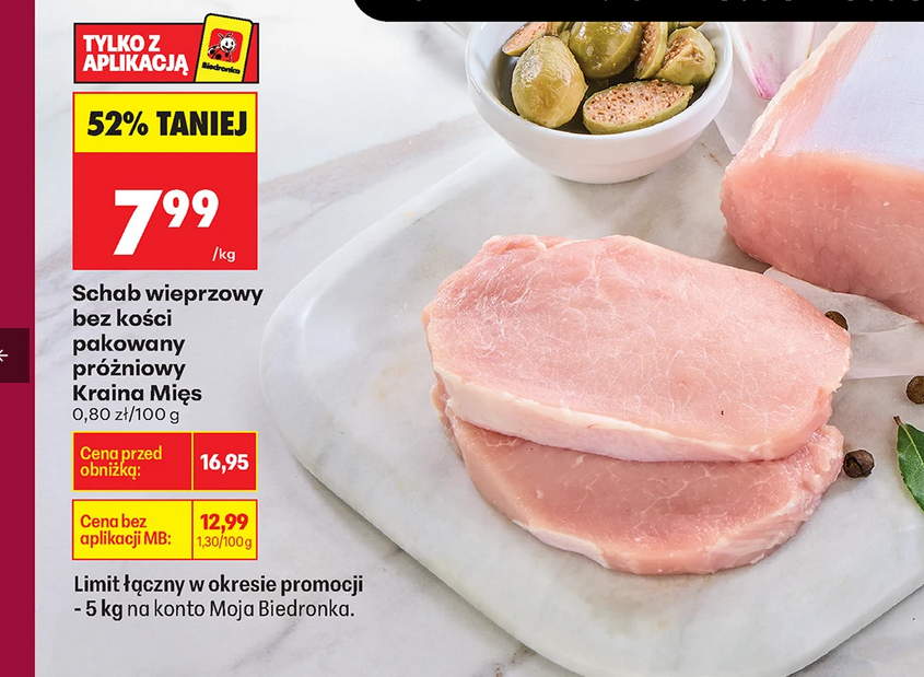 Schab wieprzowy B/K, pakowany próżniowo, 1 KG