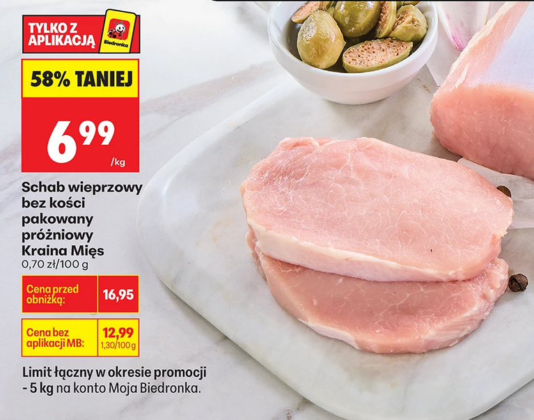 Schab wieprzowy B/K pakowany próżniowo Kraina Mięs, 1 KG