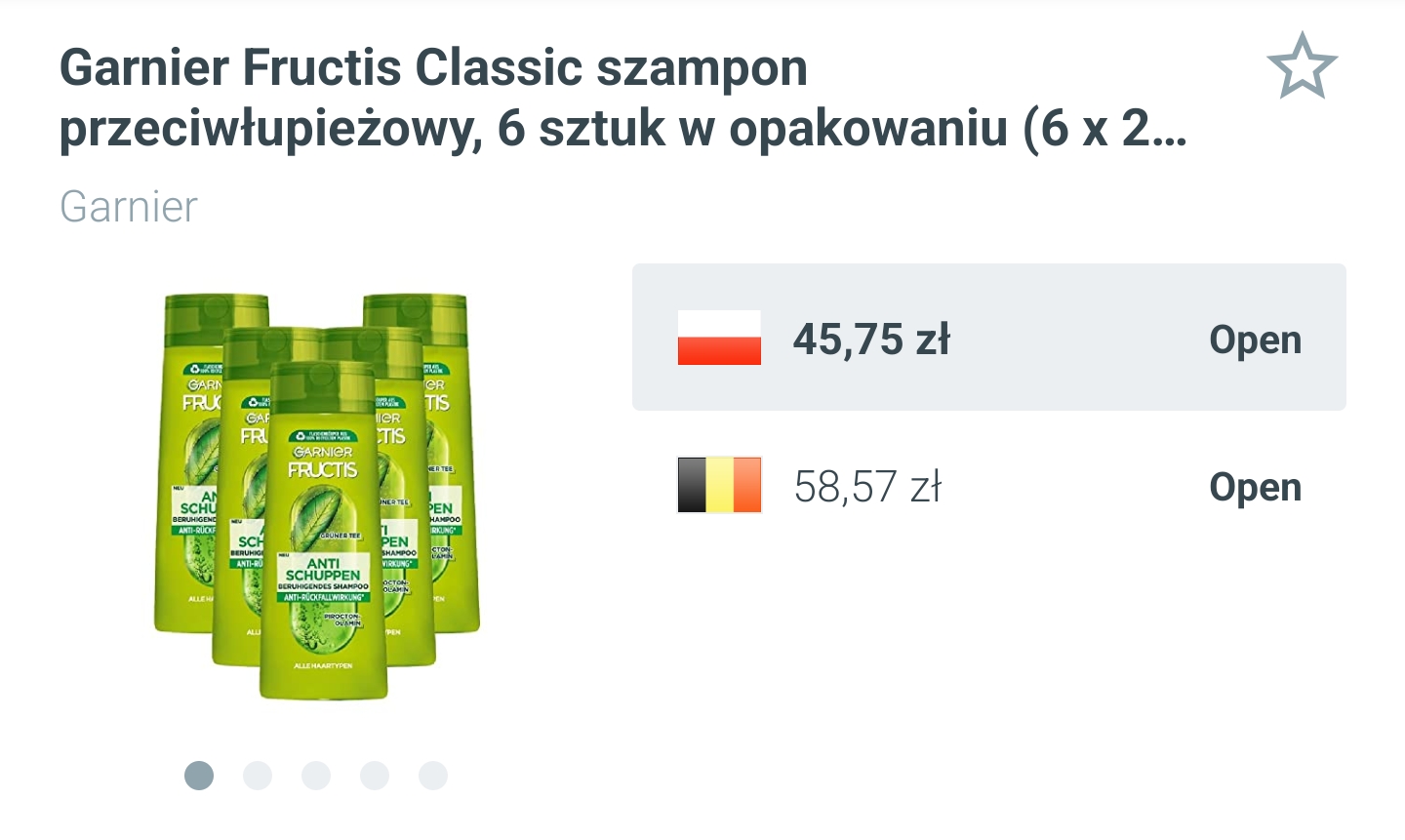 Garnier Fructis Classic szampon przeciwłupieżowy, 6 sztuk w opakowaniu (6 x 250 ml)