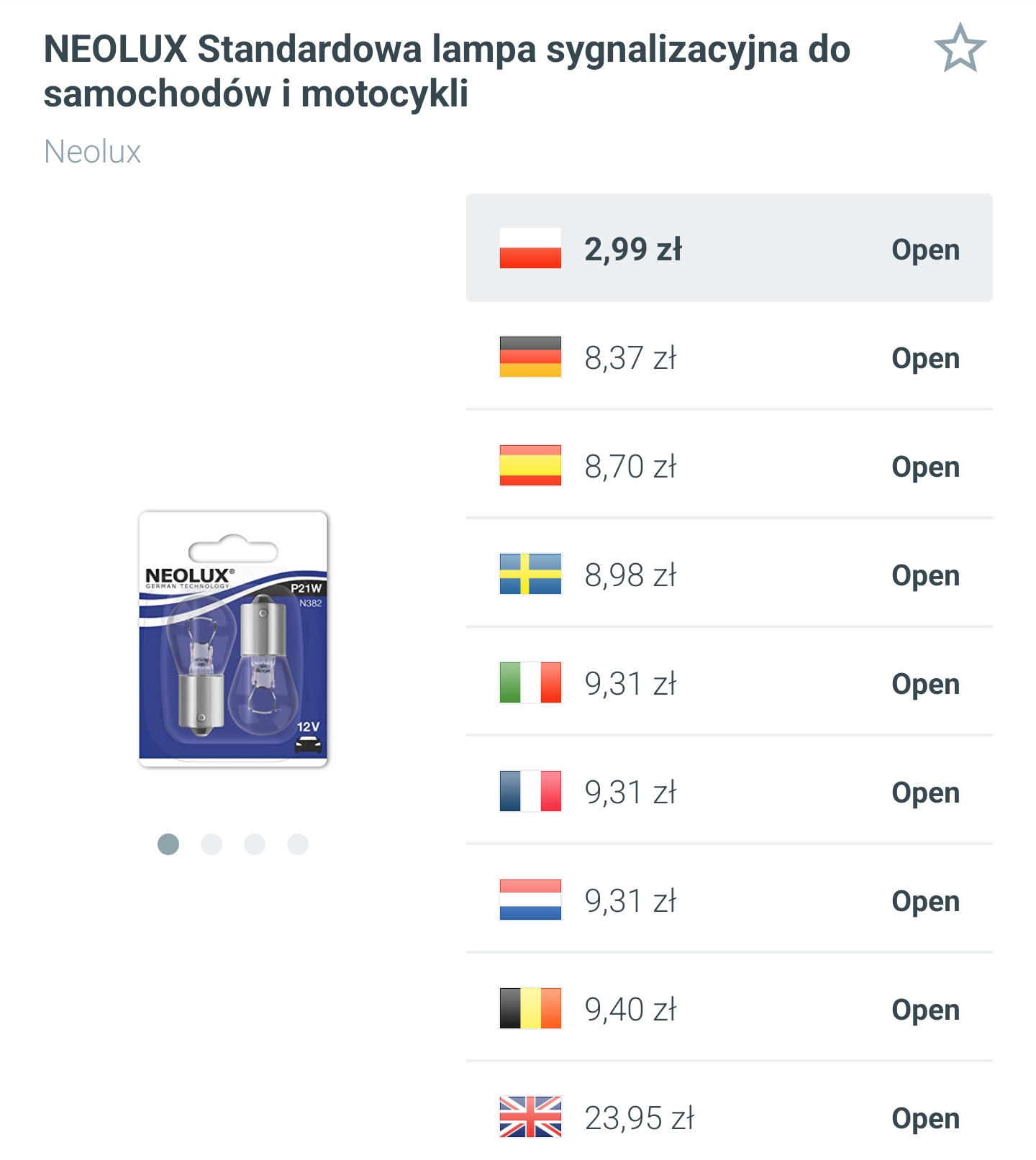 NEOLUX P21W - żarówki sygnalizacyjne do samochodów i motocykli - 2 sztuki