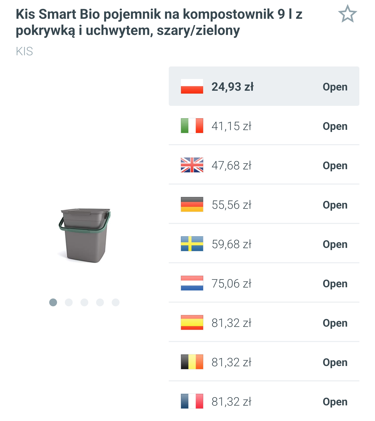 Pojemnik na bio odpady z pokrywą i uchwytem Kis Smart Bio, 9L