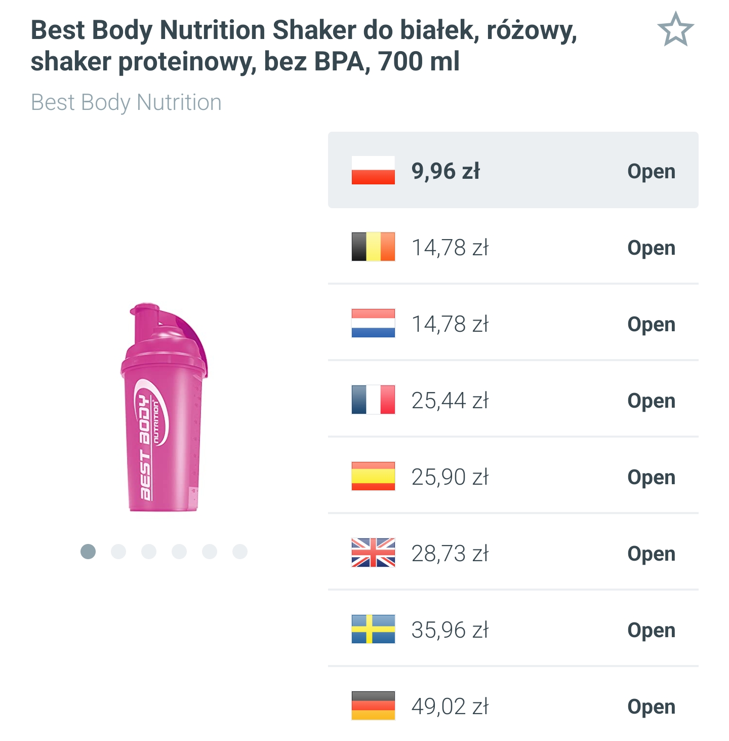 Shaker do białek Best Body Nutrition - 700ml, bez BPA, różowy