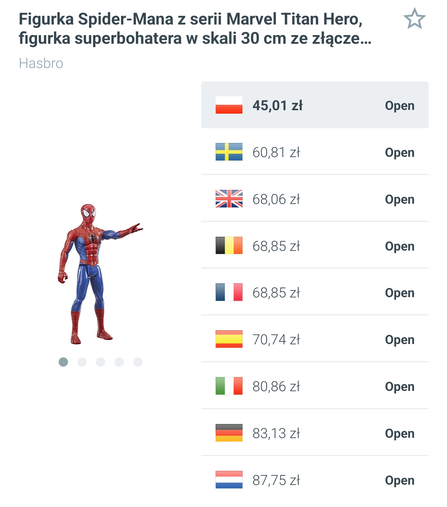 Figurka Spider-Man z serii Marvel Titan Hero