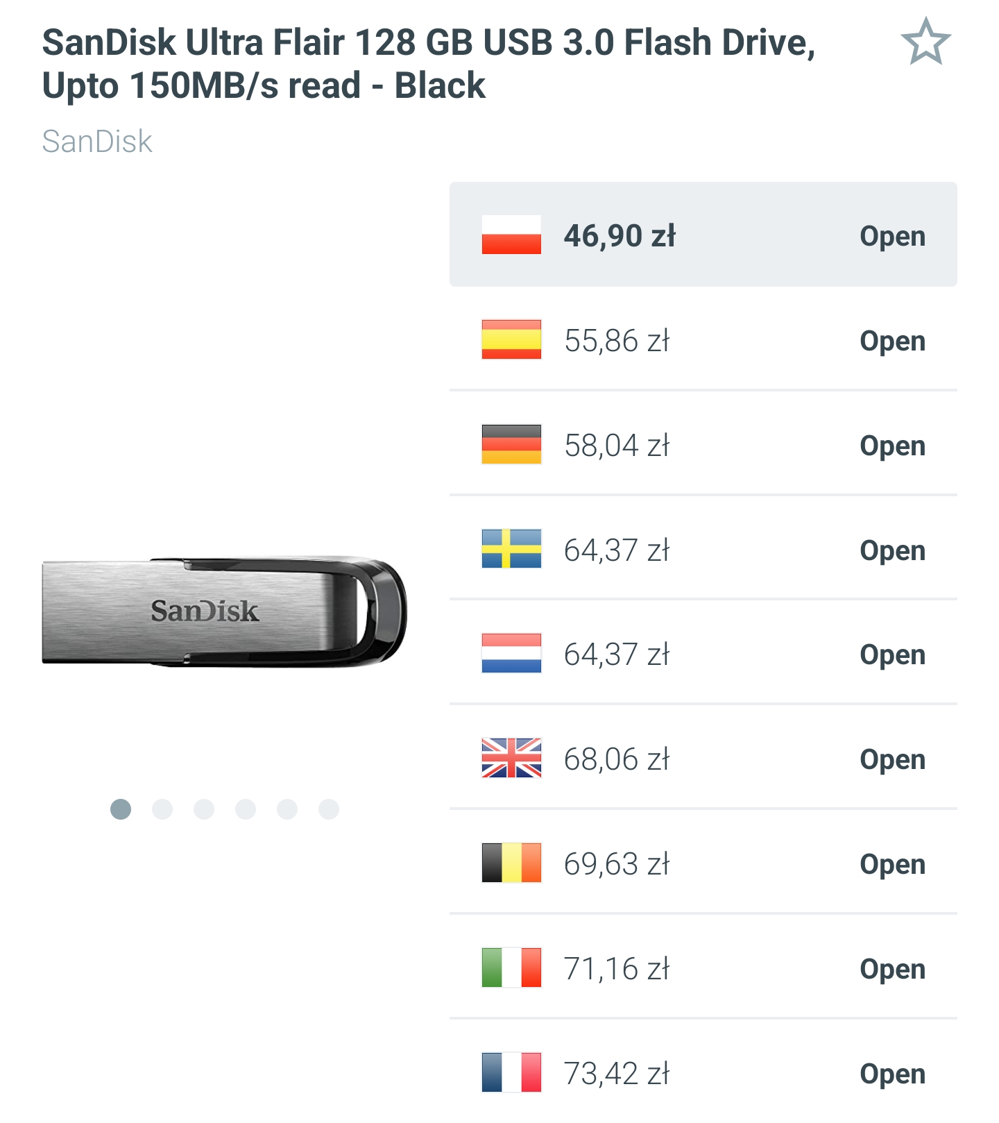 Pendrive SanDisk Ultra Flair 128GB USB 3.0 150mb/s