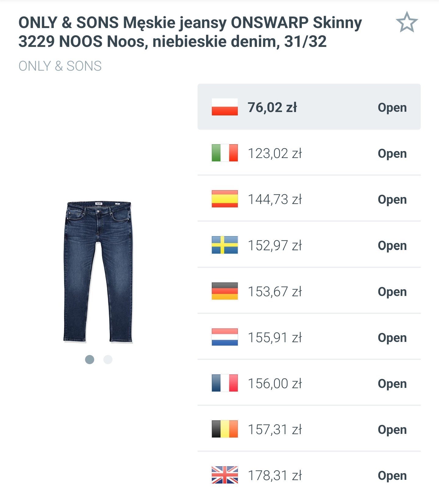 Jeansy męskie Only&Sons Onswarp Noos - krój skinny, dużo rozmiarów