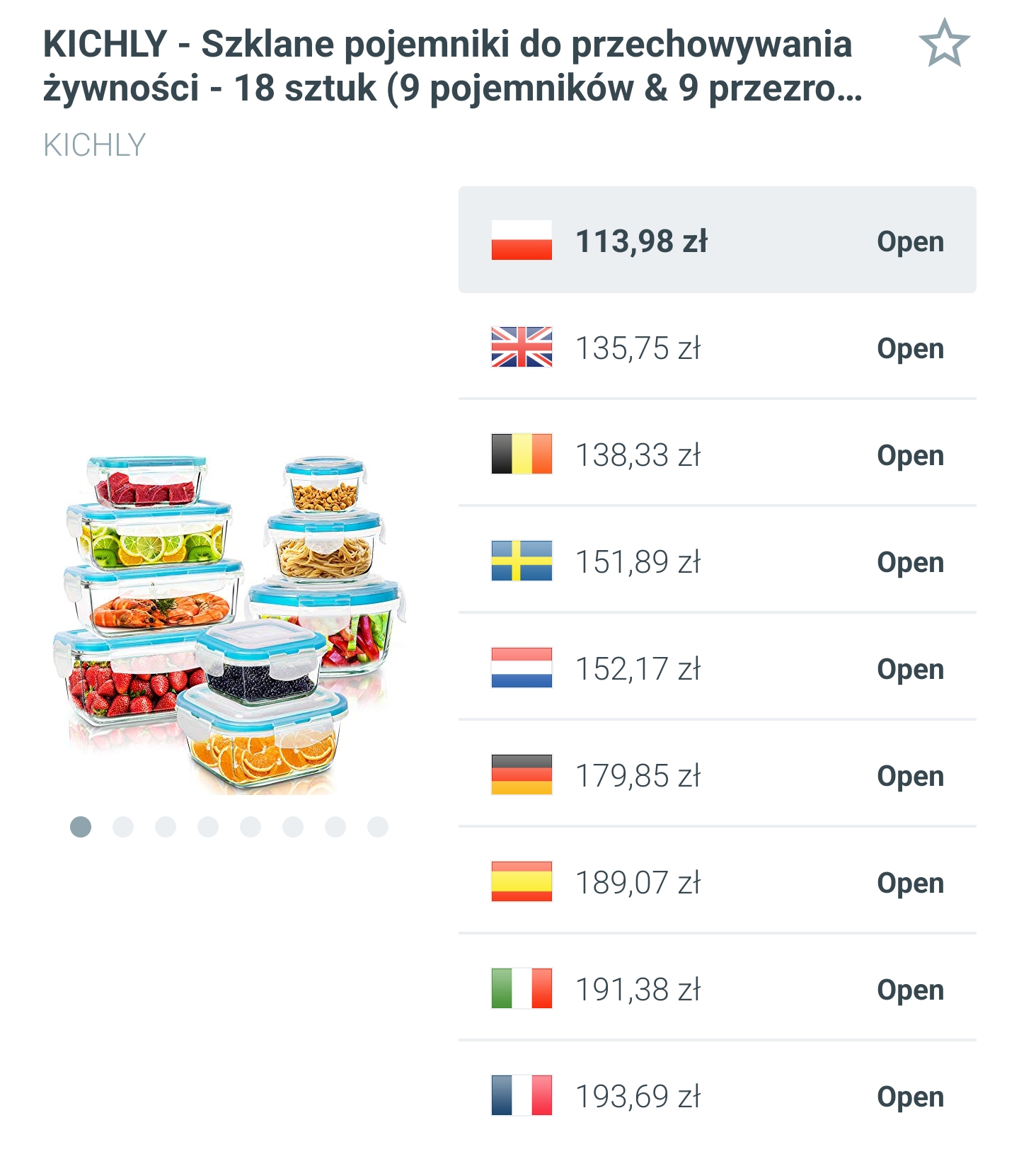 KICHLY - Szklane pojemniki do przechowywania żywności - 9 sztuk