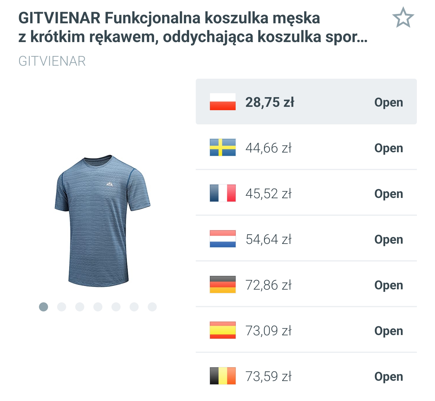 GITVIENAR - Męska koszulka funkcyjna z krótkim rękawem