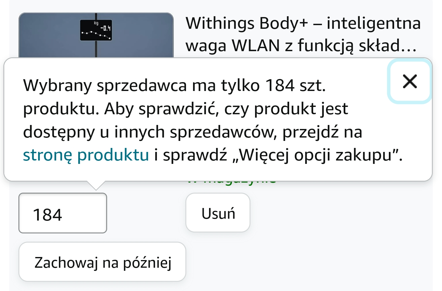 Błąd cenowy - Inteligentna waga Withings Body+