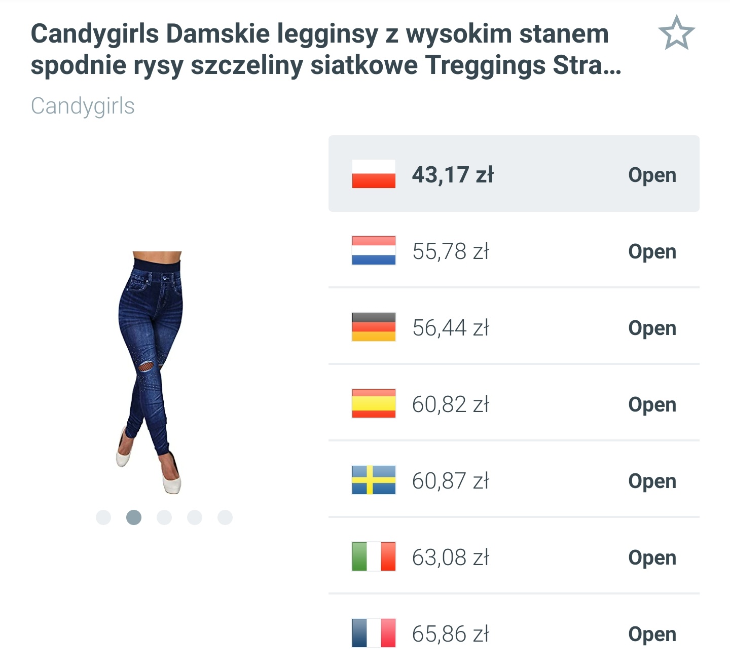 Candygirls - legginsy imitujące jeansy, rozmiar uniwersalny XS/M