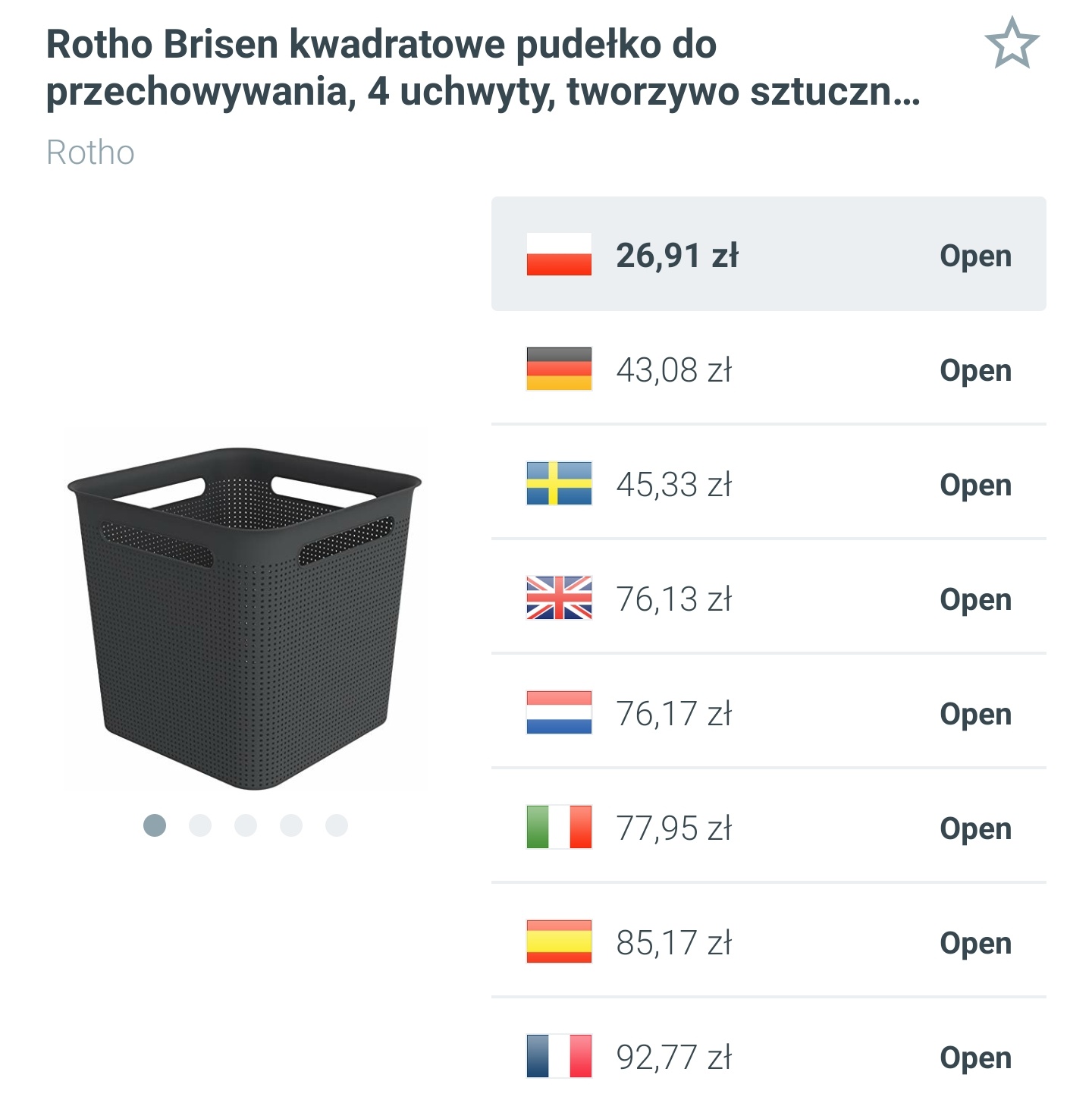 Kosz do przechowywania z 4 uchwytami, 18L + pokrywka