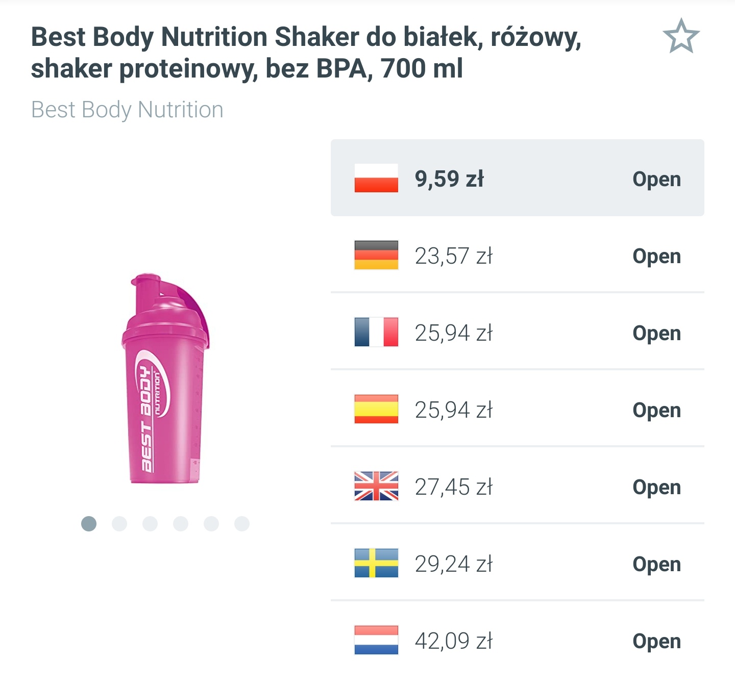 Shaker do białek Best Body Nutrition - 700ml, bez BPA, różowy