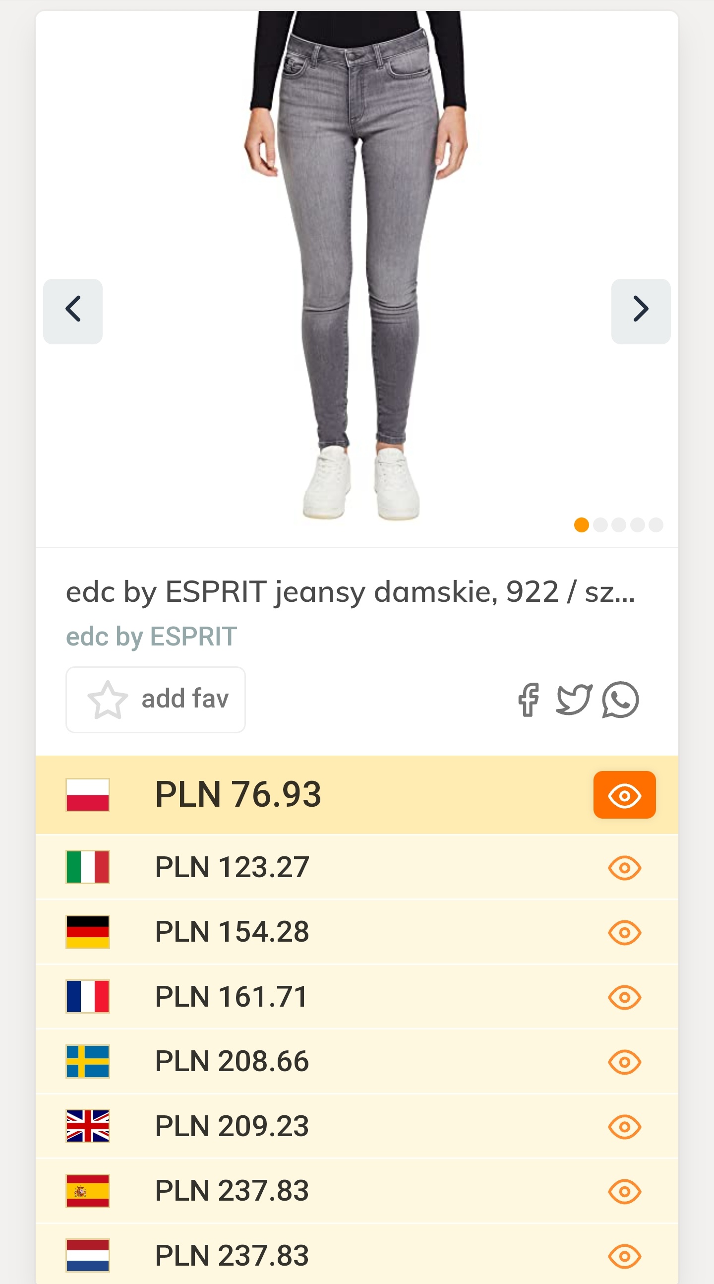 Damskie Jeansy Edc by Esprit - szare i niebieskie, różne rozmiary