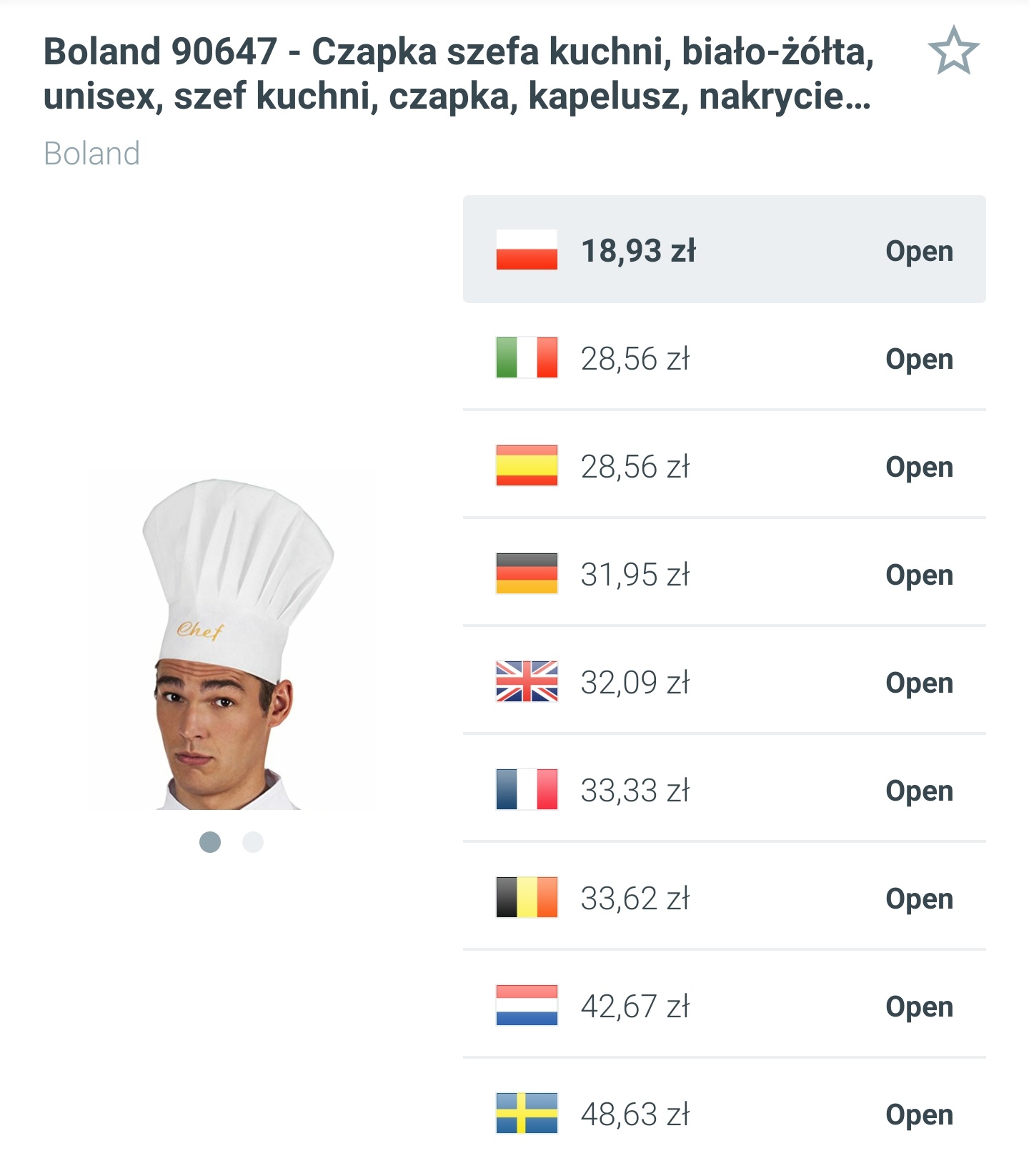 Czapka szefa kuchni Boland