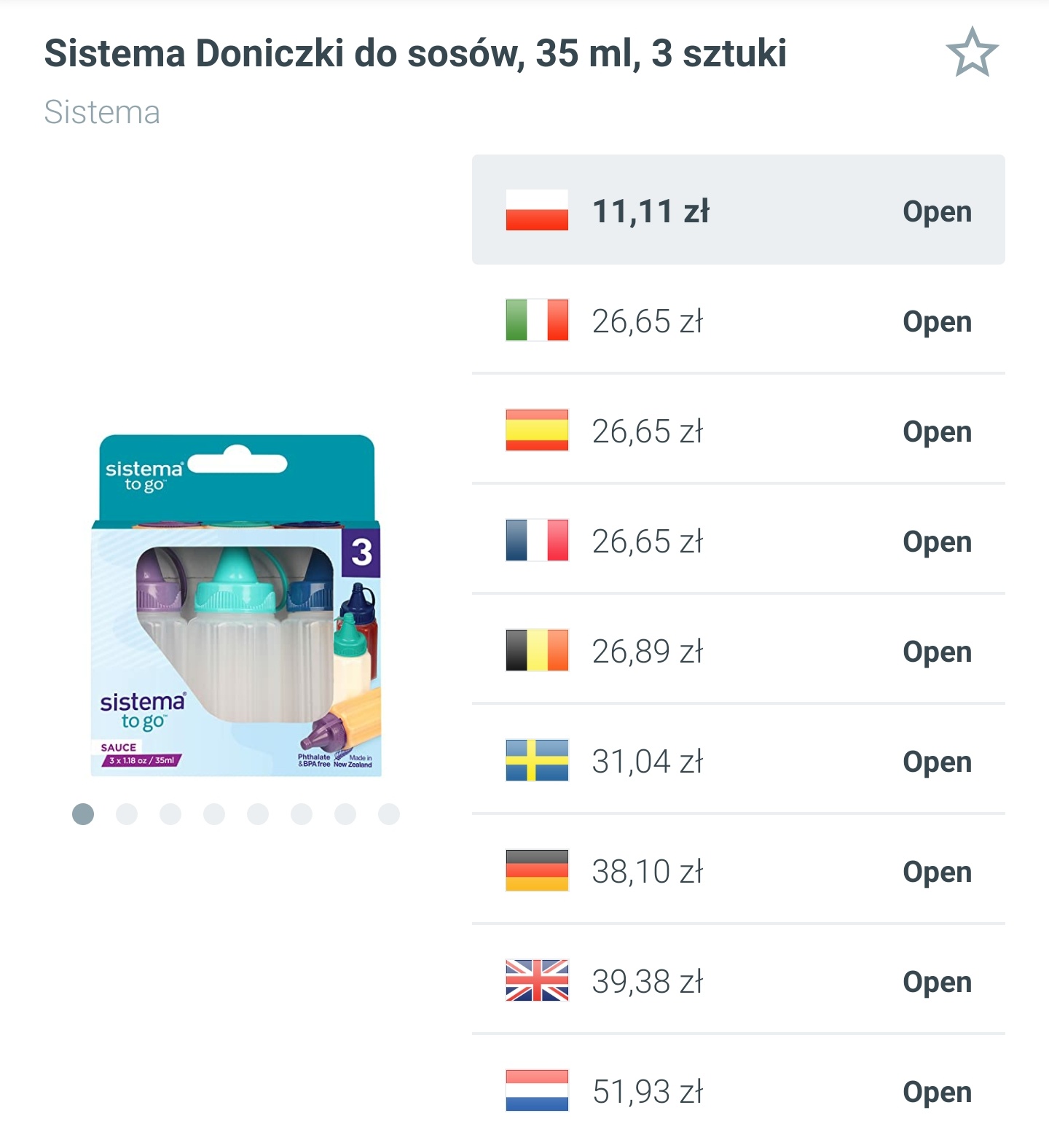 Sistema - 3 buteleczki do sosów z dozownikiem - 3x35ml, bez BPA - wyprodukowane w Nowej Zelandii