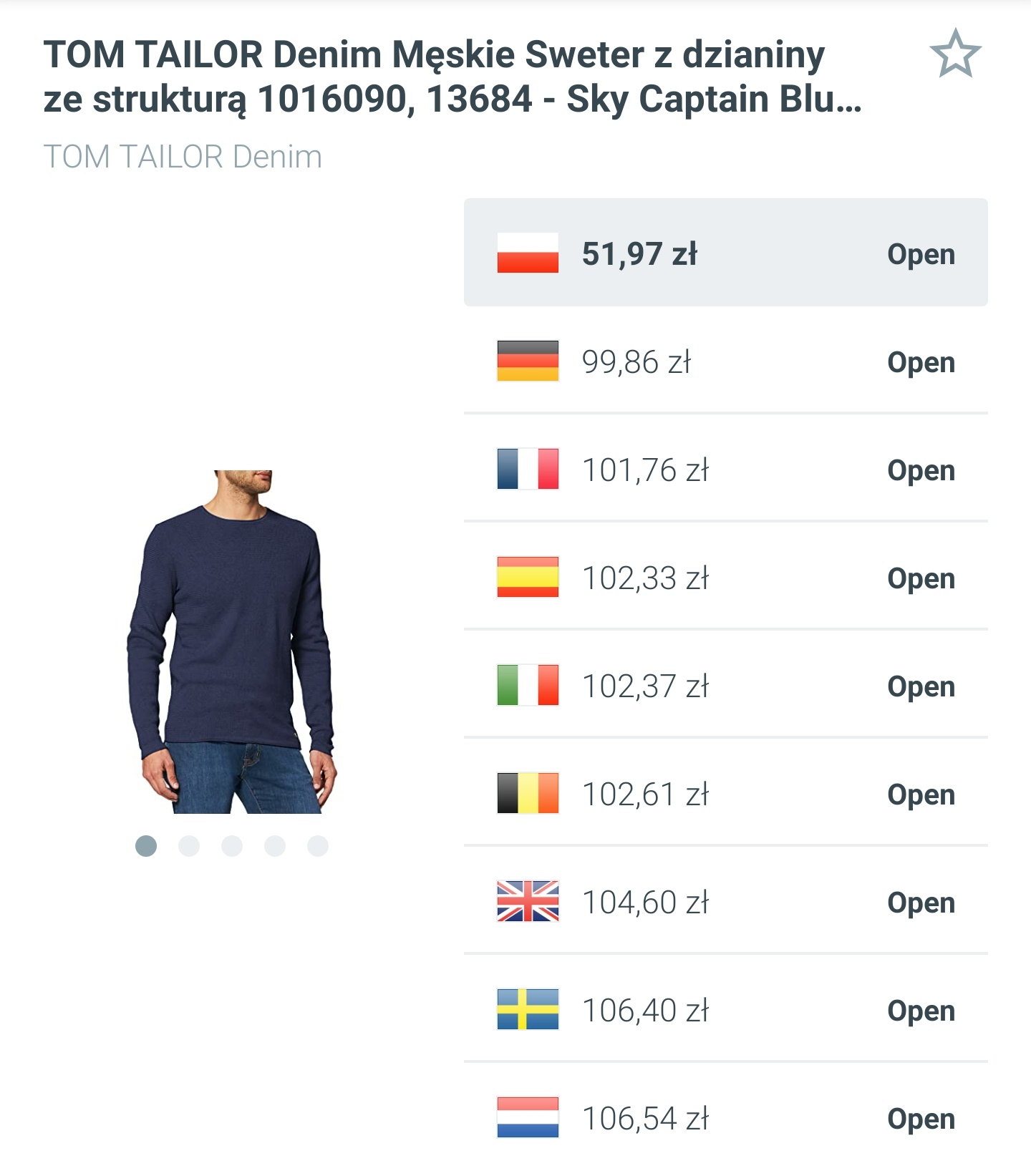 Męski sweter Tom Tailor granatowy - rozmiary S, M i XL