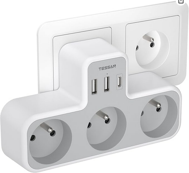 TESSAN Listwa Zasilająca ścienna 3 Gniazda i 1 USB z 2 USB C Amazon