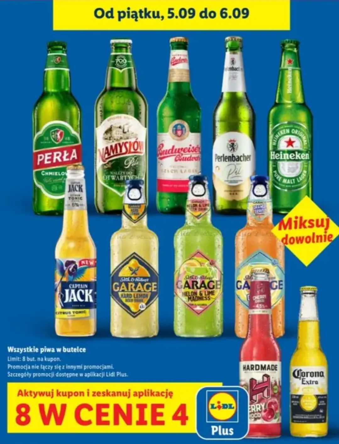 LIDL - Wszystkie piwa w butelkach 8 w cenie 4