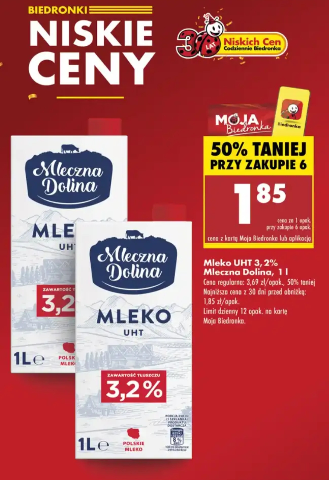 Mleko UHT Mleczna Dolina 3,2% przy zakupie 6