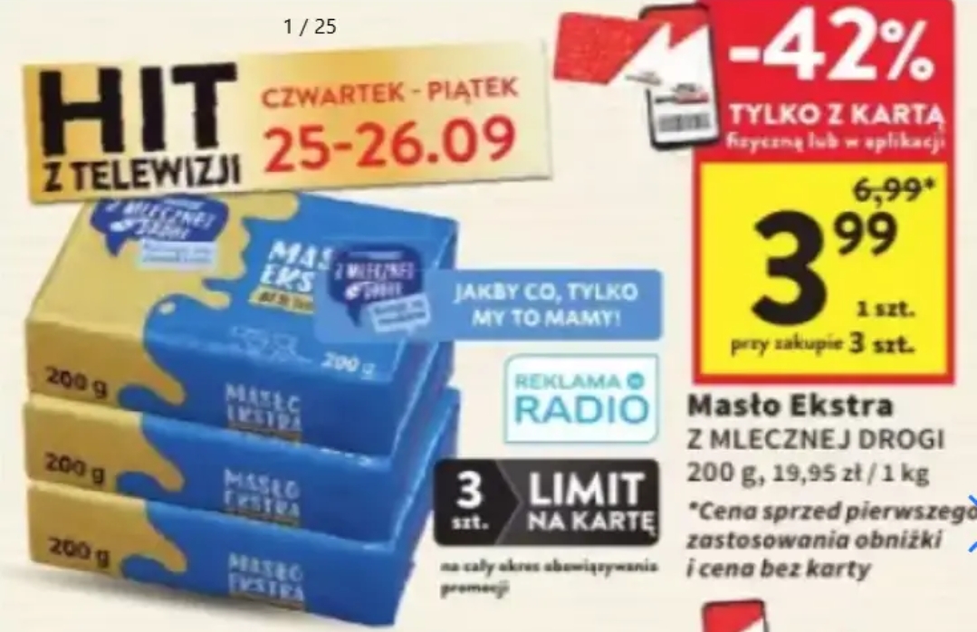 Masło ekstra z Mlecznej Drogi, przy zakupie 3