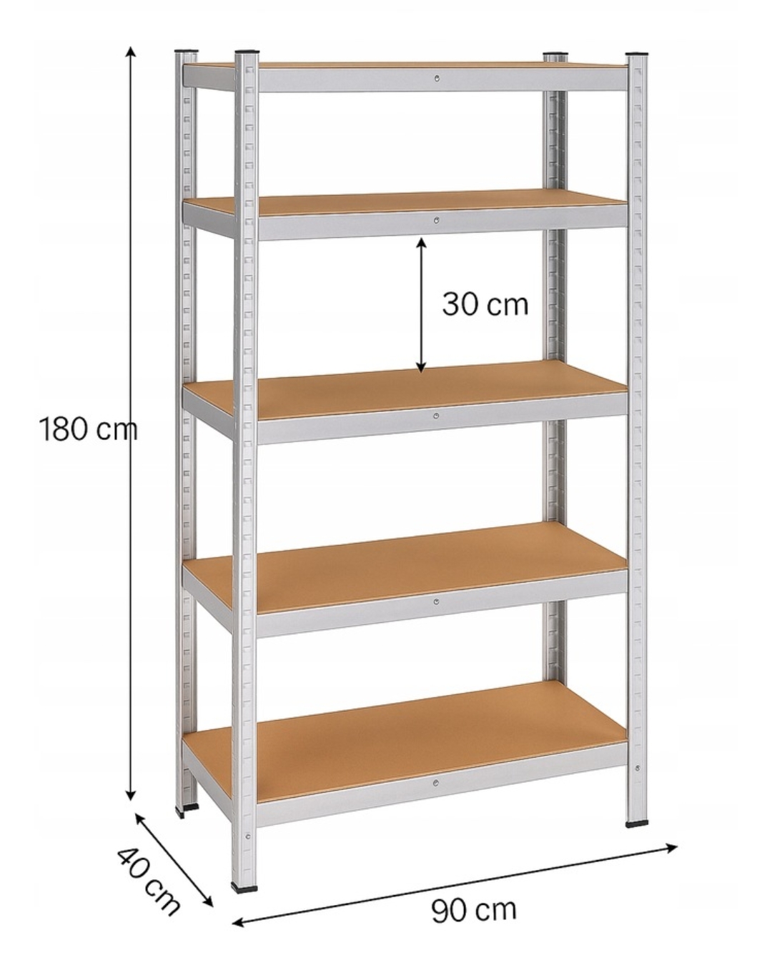 Regał MAGAZYNOWY metalowy DO GARAŻU piwnicy 180x90x40 cm max 875kg 5 PÓŁEK