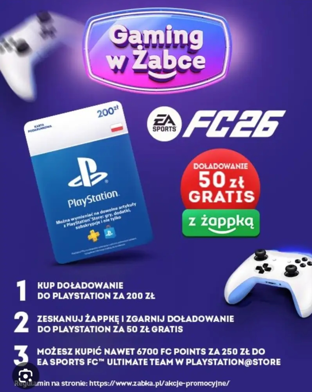 Kup doładowanie za 200 zł do PLAYSTATION a otrzymasz 50 zł gratis z aplikacja zappka - Żabka