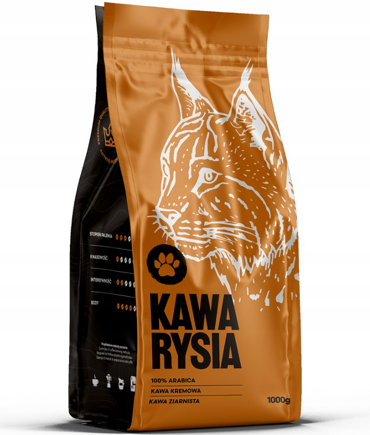 Kawa ziarnista Arabica - świeżo palona - Kawa RYSIA - kawa kremowa