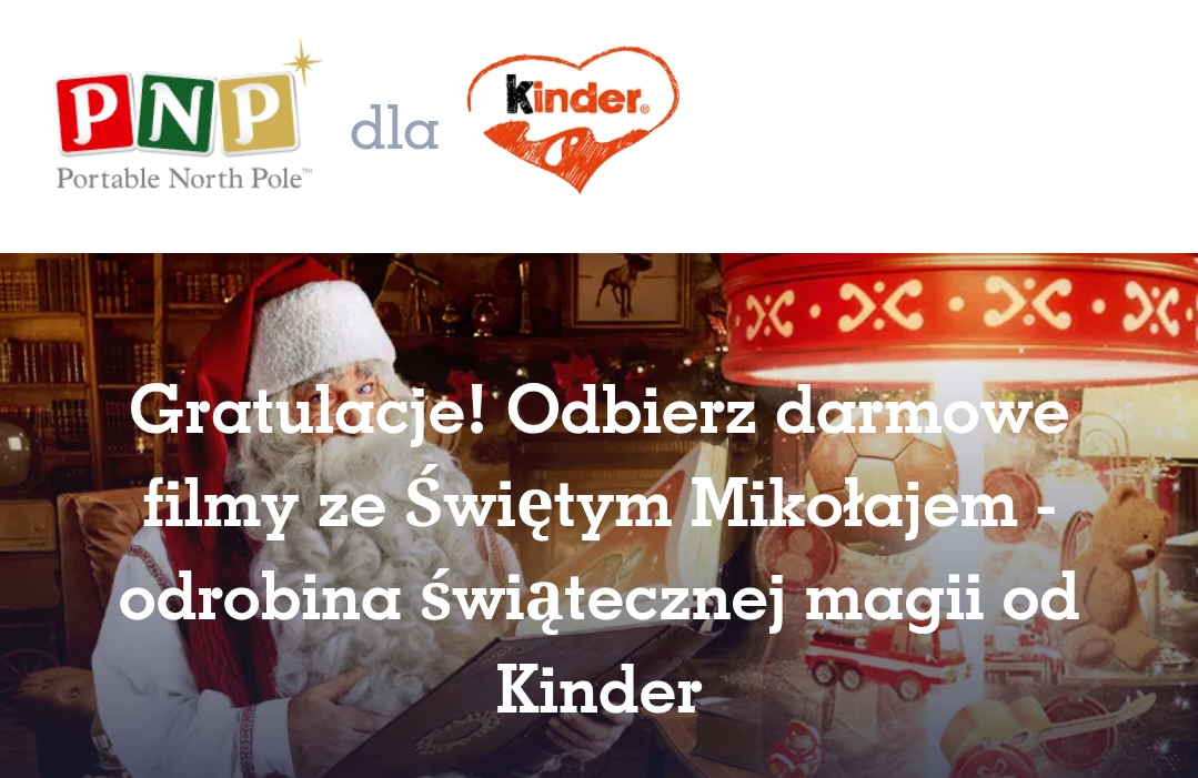 Film - darmowe życzenia od Mikołaja od Kinder