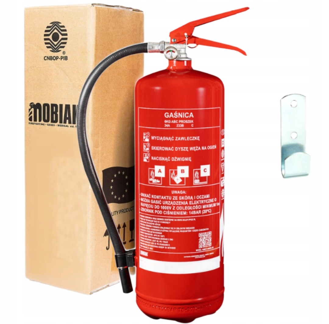Gaśnica Proszkowa 6kg Gp-6x ABC + Uchwyt Wieszak Stalowa Produkcja 2025r