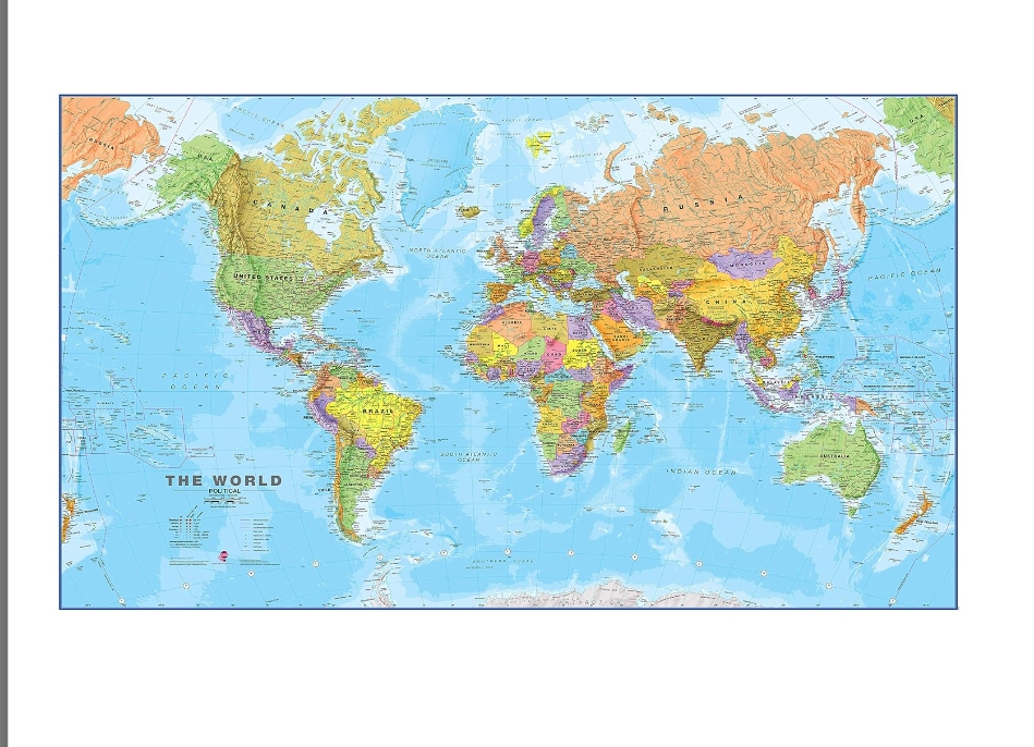 Maps International - ogromna, polityczna mapa świata, laminowana, 119 x 84 cm