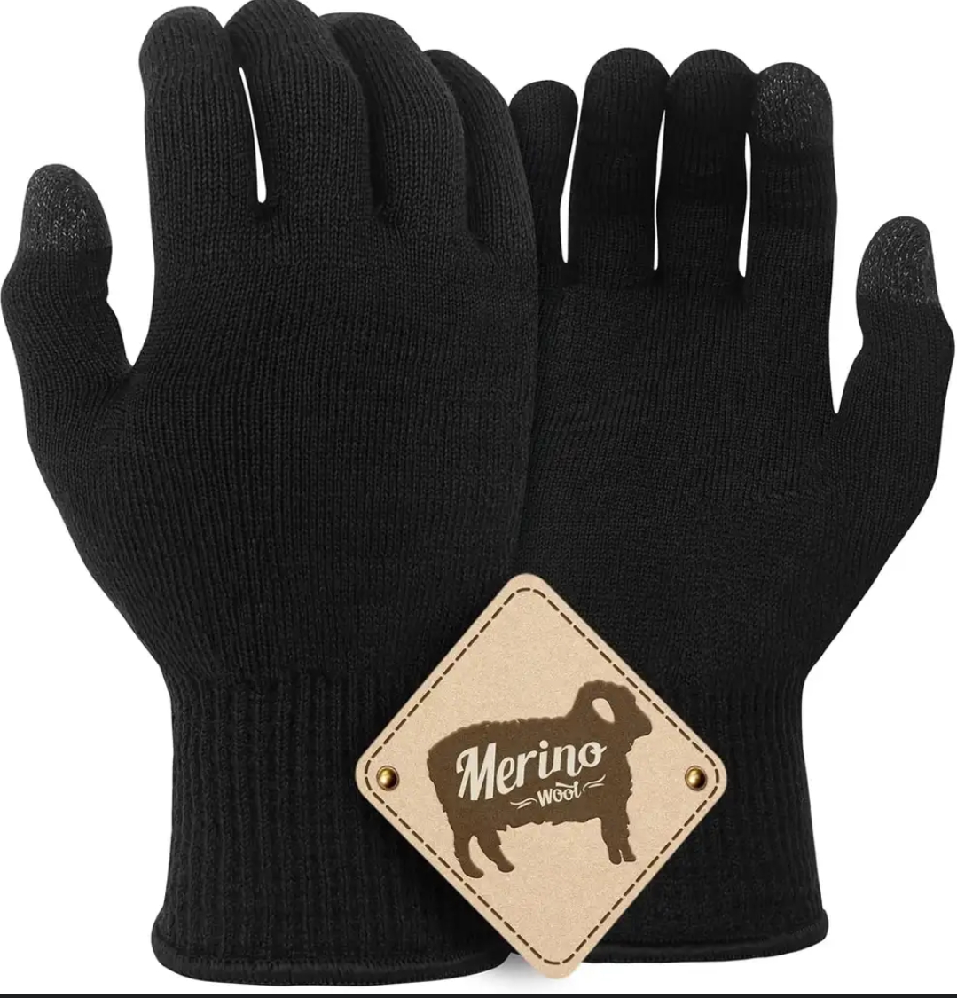 Rękawiczki termiczne z wełny merynosów (90%), do obsługi ekranów dotykowych