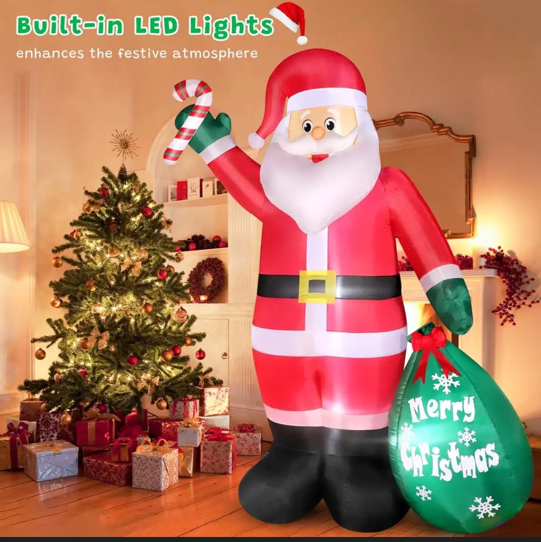 Nadmuchiwany Święty Mikołaj - 180 cm z workiem na prezenty - dekoracja ( IP44 , wbudowana pompka i diody LED )
