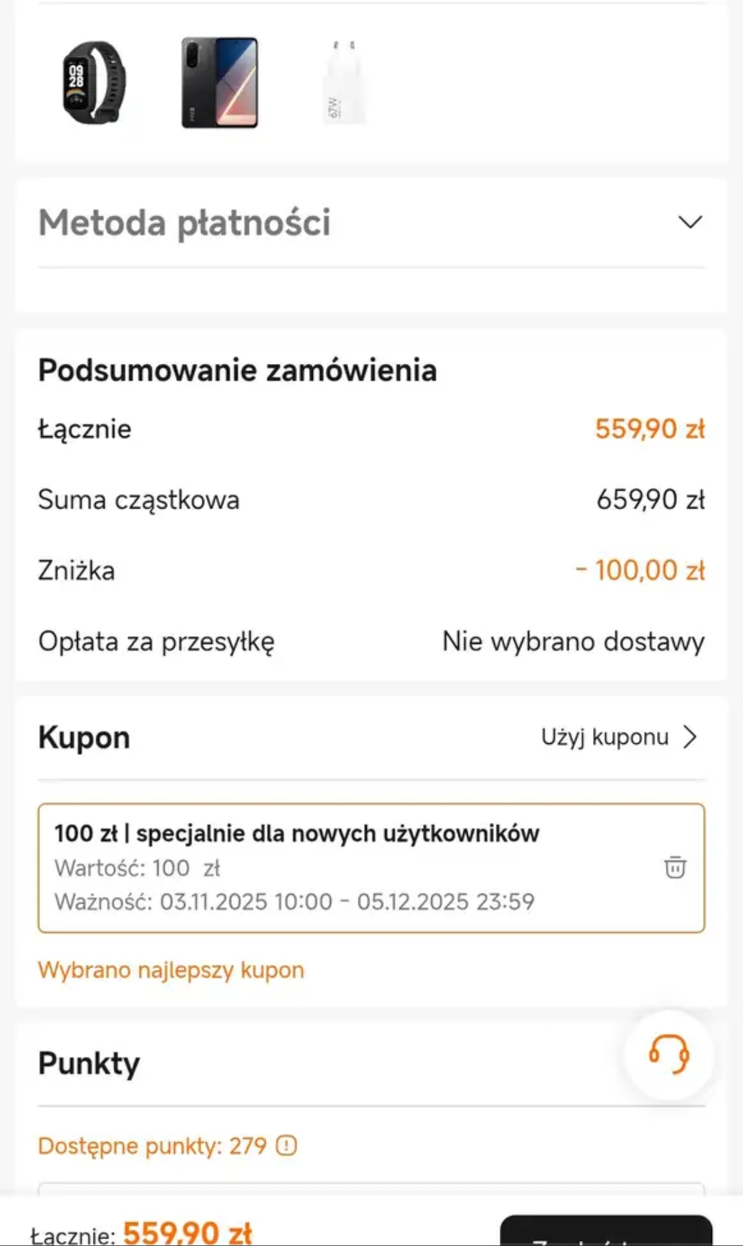 Smartfon POCO M7 8/256 + ładowarka Xiaomi 67W za 9,90 + opaska Smart Band 9 Active