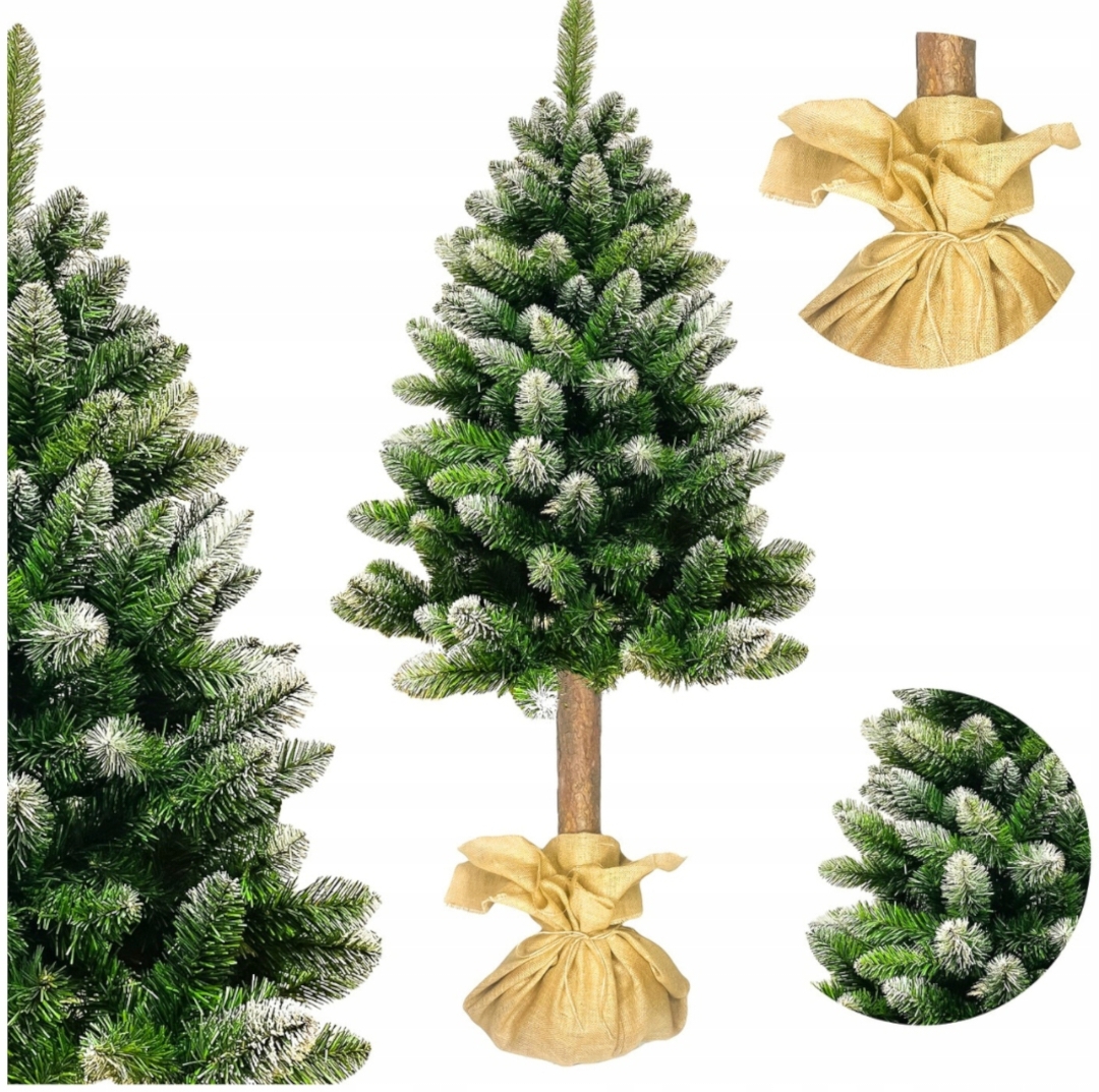 CHOINKA SZTUCZNA NA PNIU PIĘKNA SOSNA DIAMENTOWA GĘSTA OŚNIEŻONA 180 CM