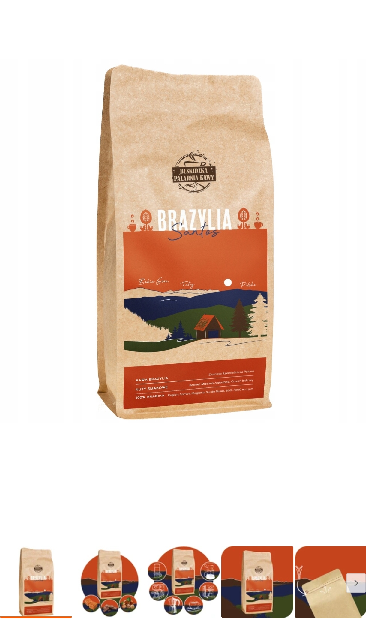 Kawa ziarnista Brazylia 1kg Beskidzka Palarnia Kawy