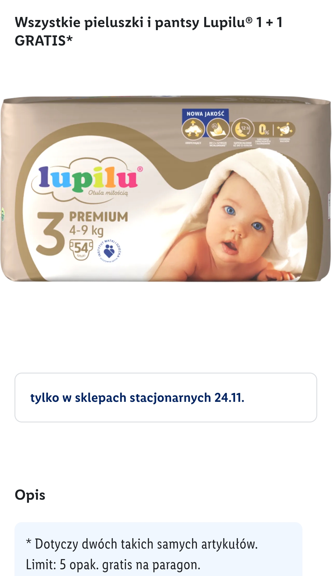 Wszystkie pieluszki i pantsy Lupilu® 1 + 1 GRATIS*