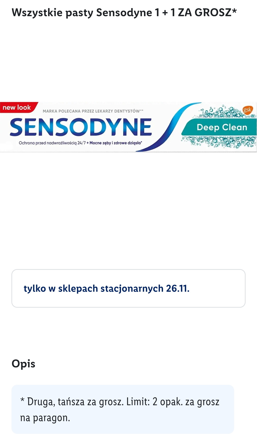 Wszystkie pasty Sensodyne 1 + 1 ZA GROSZ @Lidl