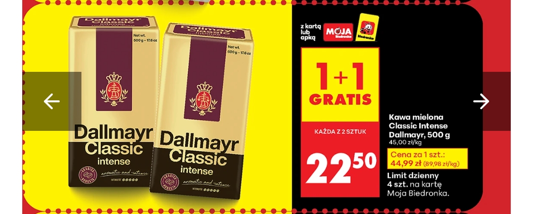 Kawa mielona Classic Intense Dallmayr, 500 g 1+1 Gratis @Biedronka