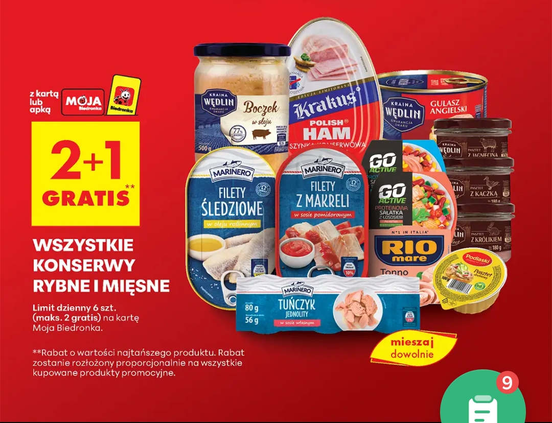 Wszystkie konserwy rybne i mięsne 2+1 Gratis @Biedronka