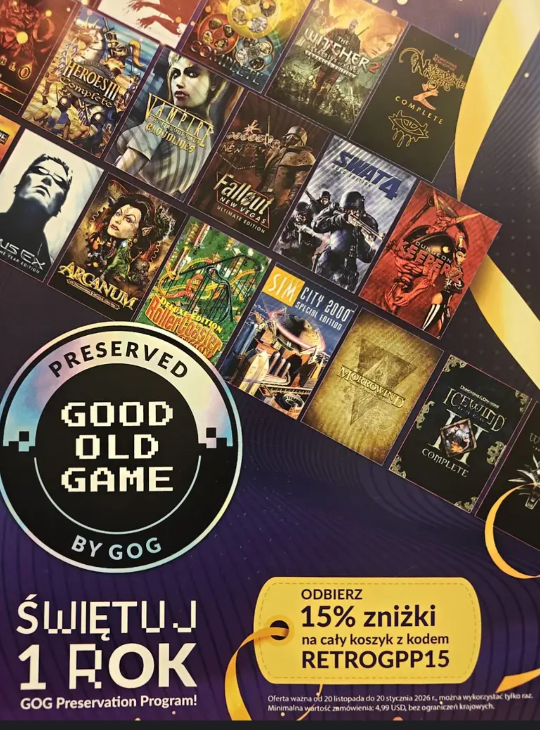 Kod na 15% zniżki na cały koszyk w GOG, MWZ 4,99$ (działa również z przecenionymi grami)