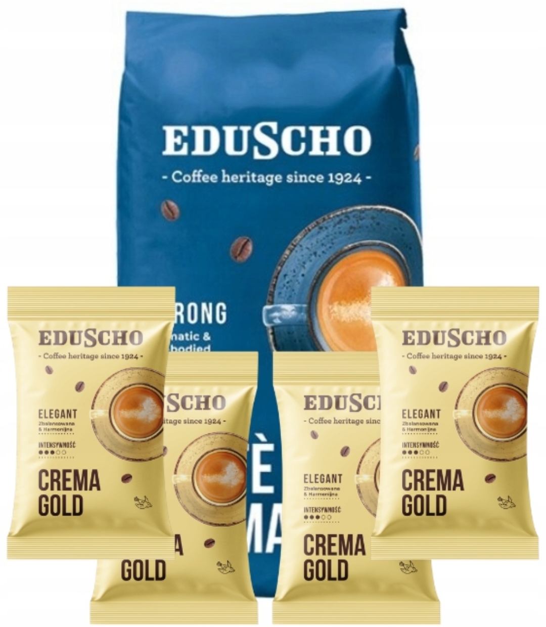Zestaw KAWA ZIARNISTA Eduscho Caffè Crema Strong 1000g + 4x100g GRATiS Kawa