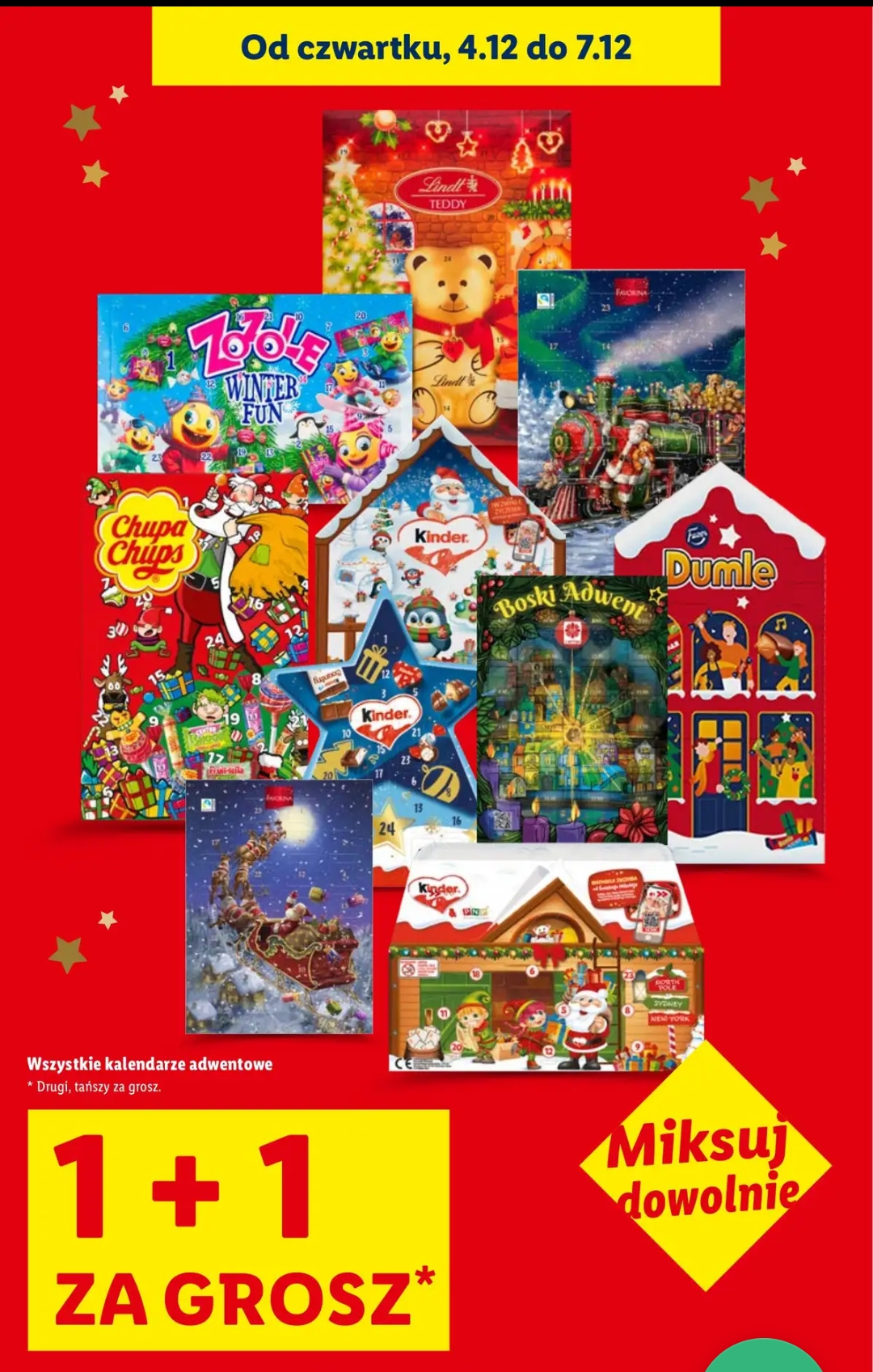 Wszystkie kalendarze adwentowe 1+1 za grosz@Lidl