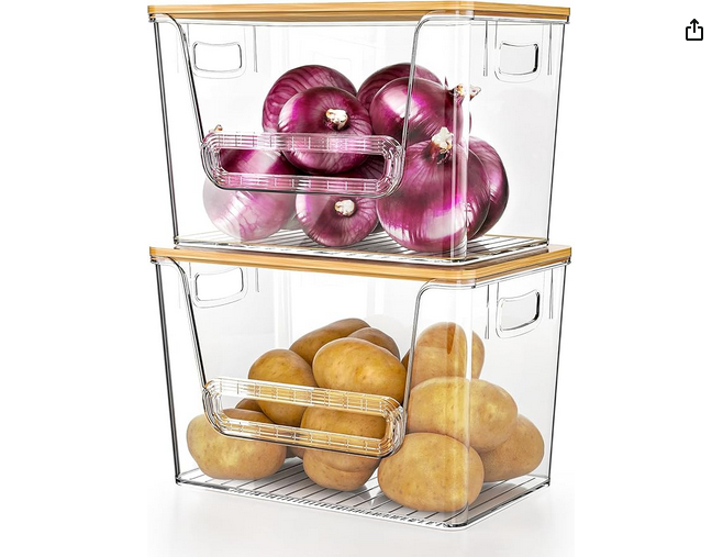 Delamu zestaw 2 organizerów i schowków do spiżarni Amazon