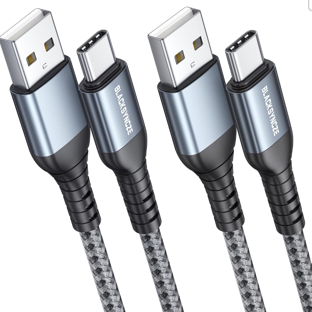 BLACKSYNCZE Kabel USB typu C [2 sztuki 2 M +2 M] 3,1 A kabel USB C szybkie ładowanie kabel typu C, nylonowy, pleciony