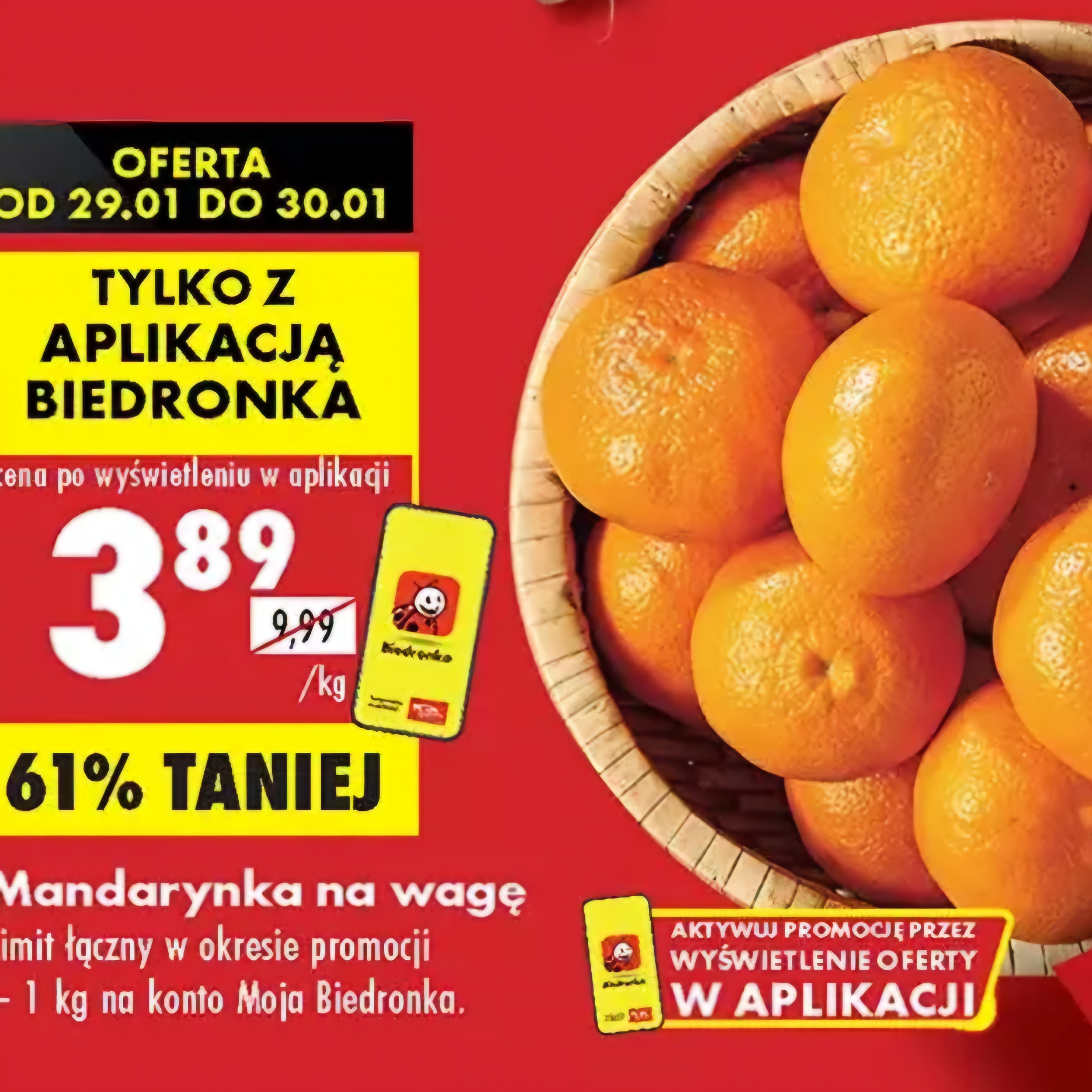 Mandarynki na wagę -  Biedronka cena z tylko apką
