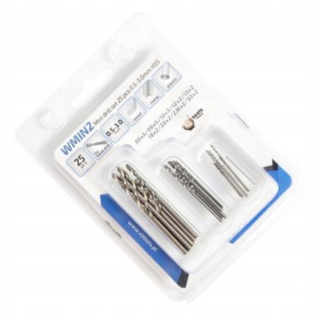 WMINZ mini wiertła modelarskie 0.5-3.0mm 25szt