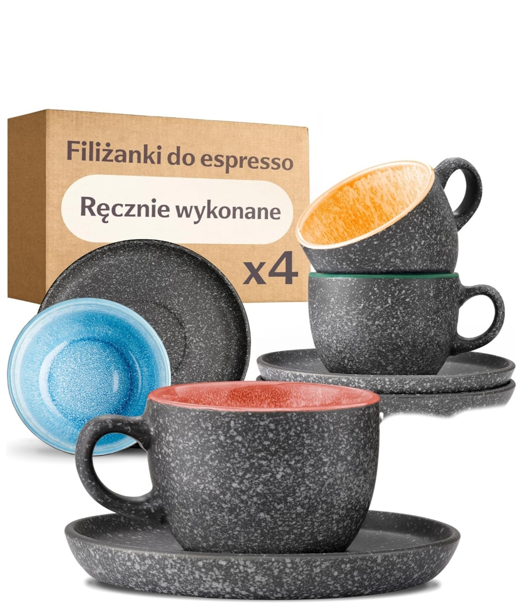 Ręcznie wykonany zestaw filiżanek do Espresso 4x90ml