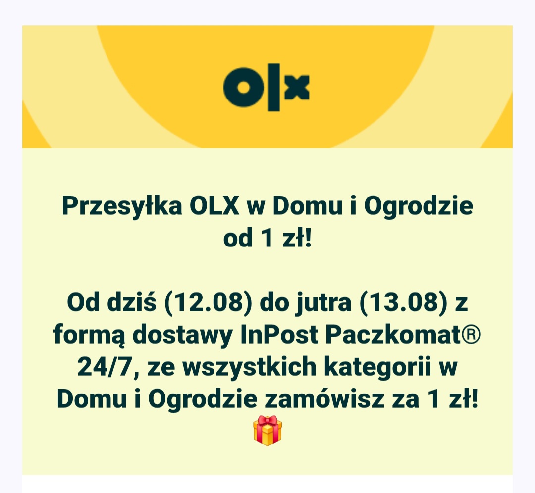 OLX - dostawa za 1PLN w kategorii dom i ogród