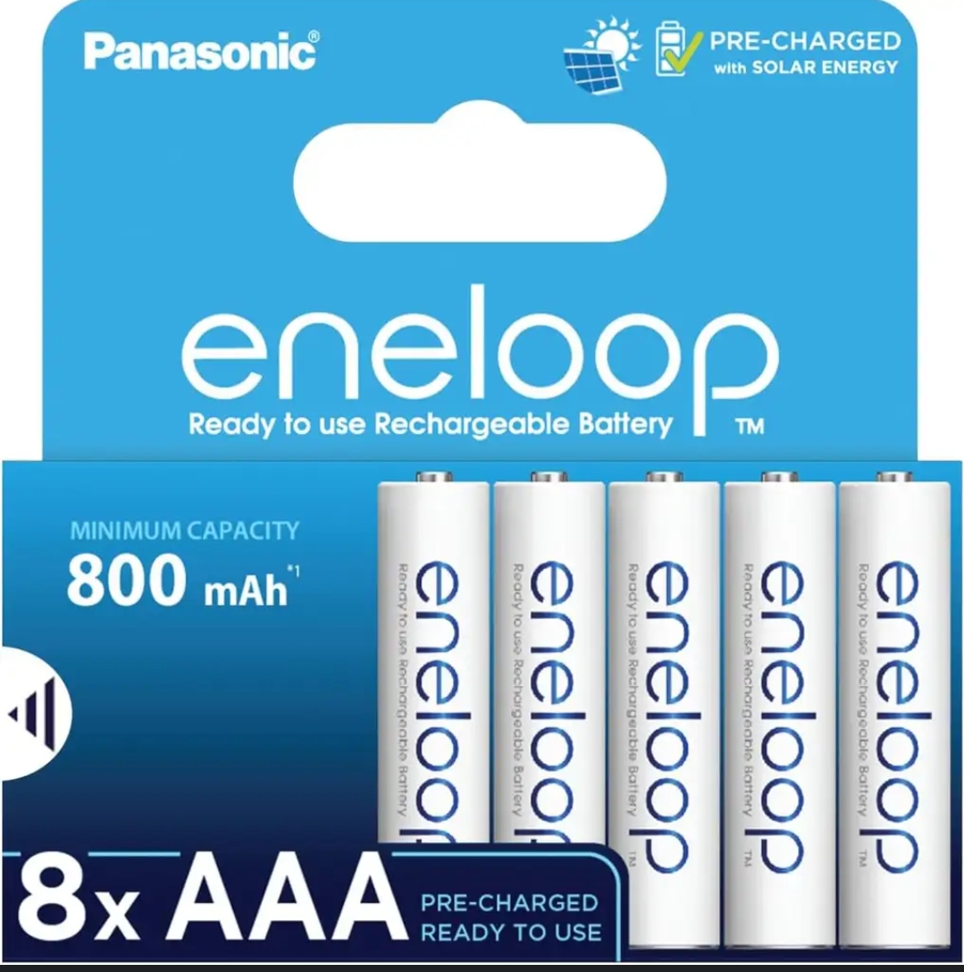 Akumulatorki Panasonic Eneloop AAA - 8 sztuk (800 mAh, 2100 cykli)